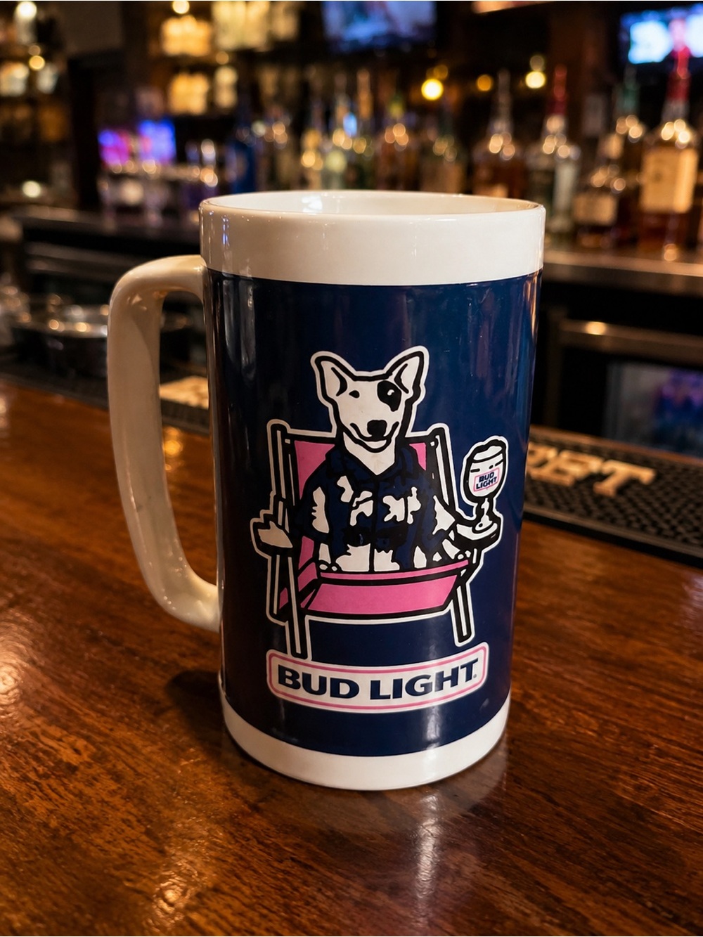 Vintage Bud Light Spuds MacKenzie 80s Beer Mug Barware Stein